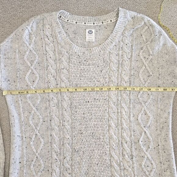 Roxy Light Gray Speckled Oversized Crew Neck Sweater - Size Small - Picture 5 of 12